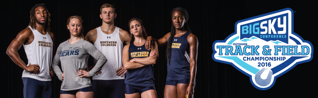 UNC track and field team with big sky championships logo